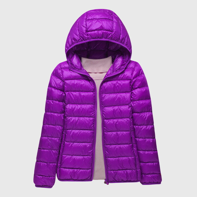 Women’s Hooded Zip-Up Puffer Jacket – Lightweight Everyday Outerwear