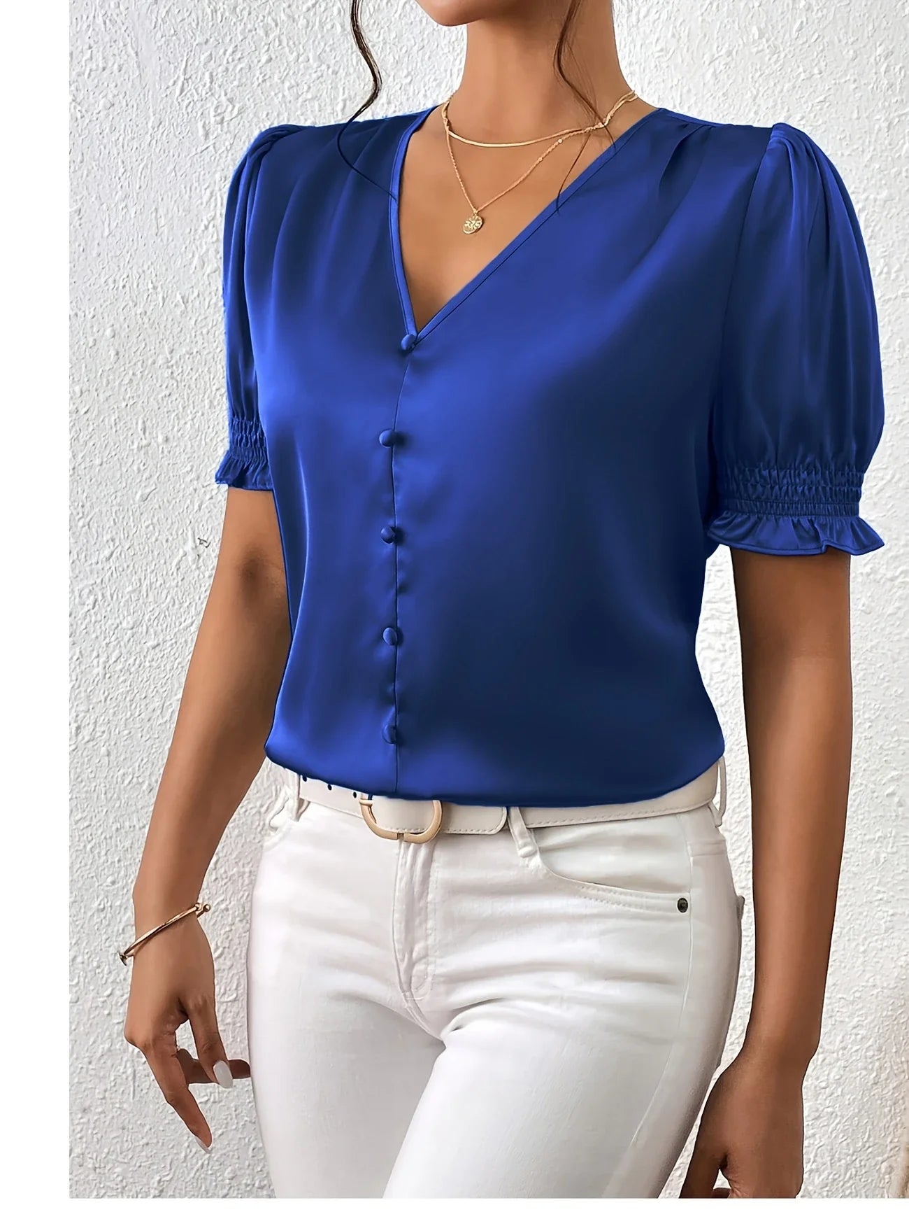 Ari | Women’s Puff Sleeve Button Blouse