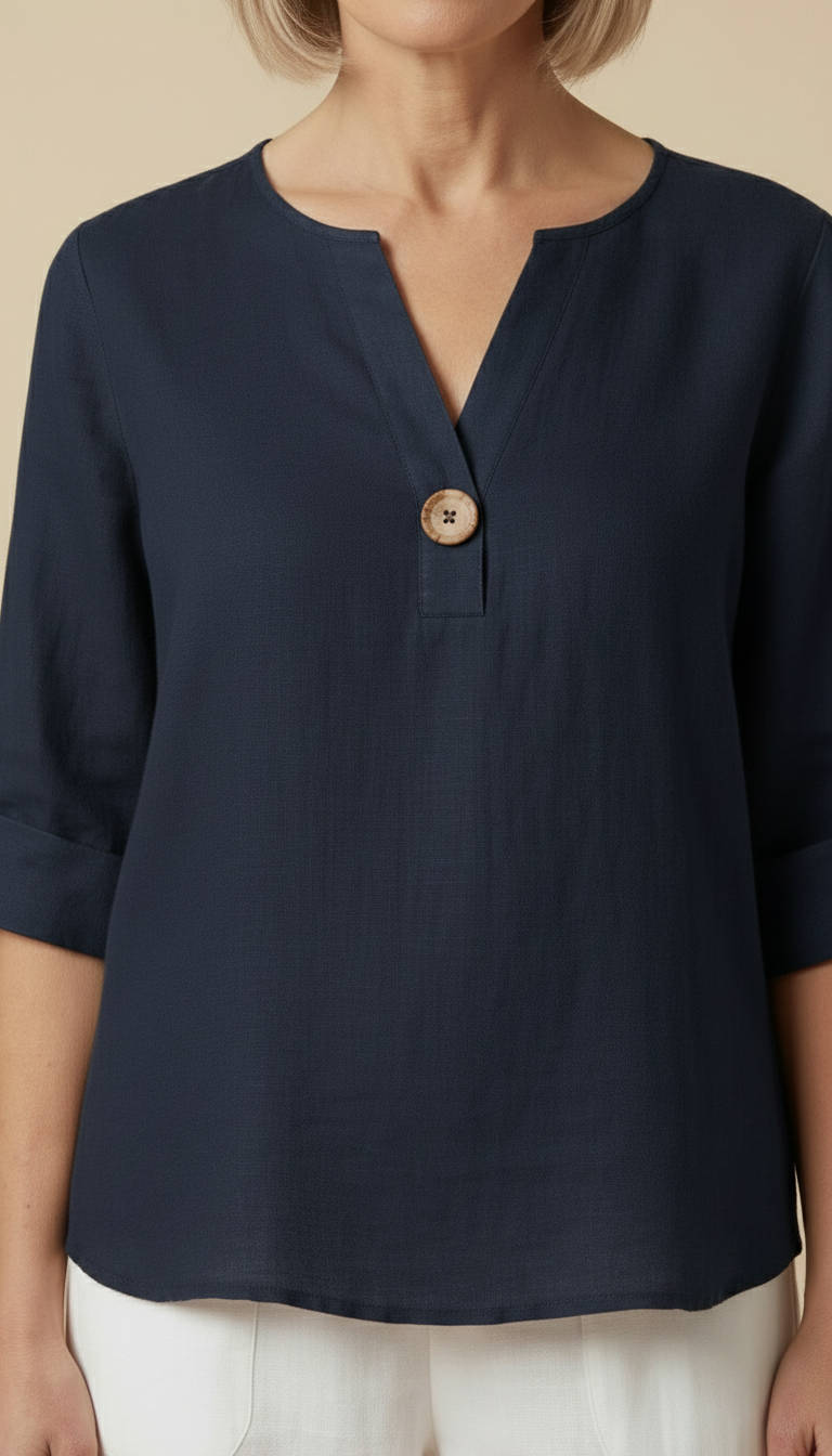 Neravelle | Women’s V-Neck Button-Detail Summer Top