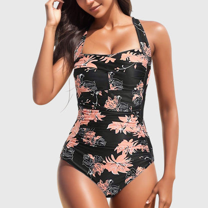 Zanlira | Women’s Tropical Square-Neck One-Piece Swimsuit