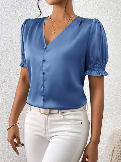 Ari | Women’s Puff Sleeve Button Blouse