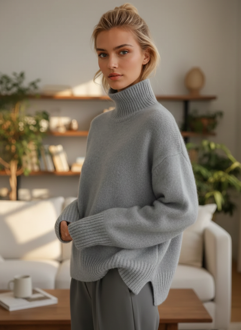 Soft knit casual turtleneck sweater