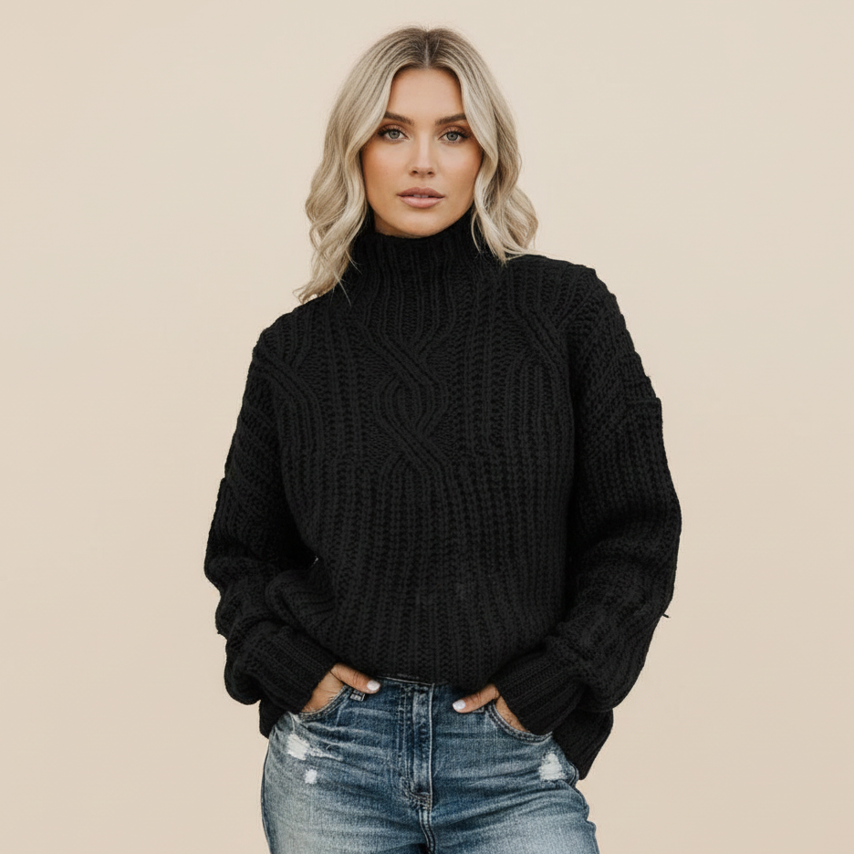 Elegant Cable Knit Turtleneck Sweater