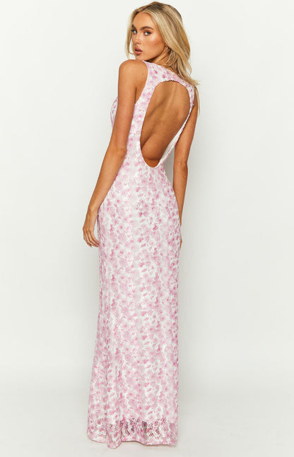 Sofia | Women’s Floral Fitted Evening Maxi Dress