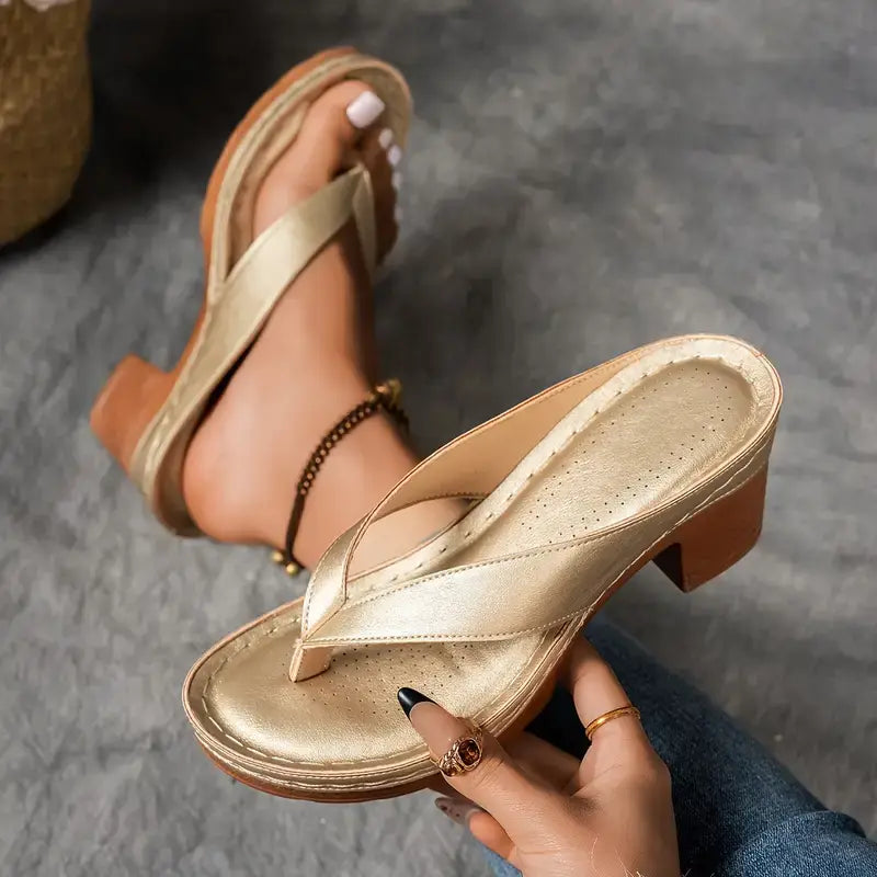 Riley | Summer Heeled Slide Sandals with Strap
