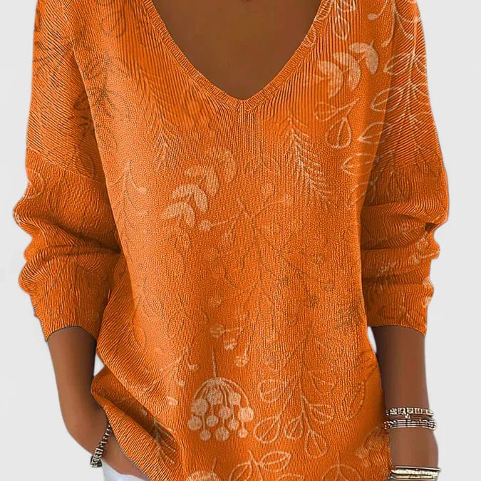 Orelisse | Elrgant V Neck Long Sleeve Blouse