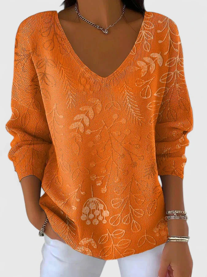 Orelisse | Elrgant V Neck Long Sleeve Blouse