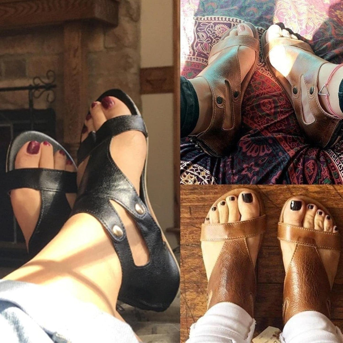 Jessica  | Women’s Orthopedic Ankle Strap Sandals with Cutout Design