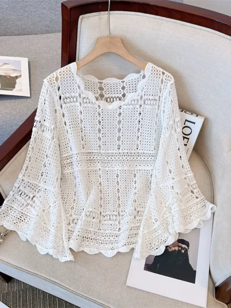 Myrelle | Women’s Crochet Lace Bell Sleeve Blouse