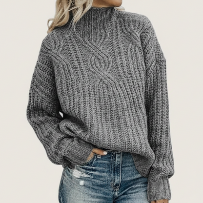 Elegant Cable Knit Turtleneck Sweater