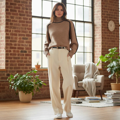 Loose Trim Turtleneck Sweater