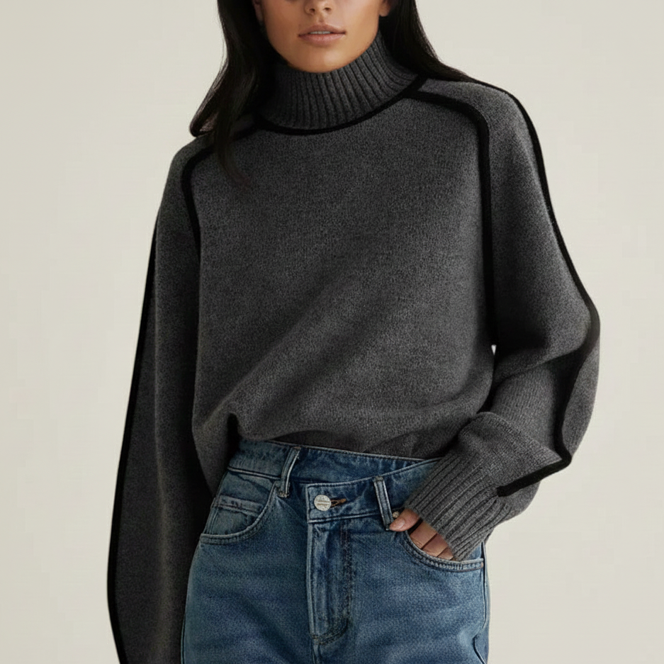 Loose Trim Turtleneck Sweater