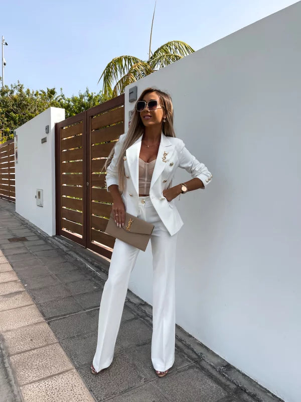 Women’s Formal 2 Piece Blazer Set – Tailored Blazer and Pants
