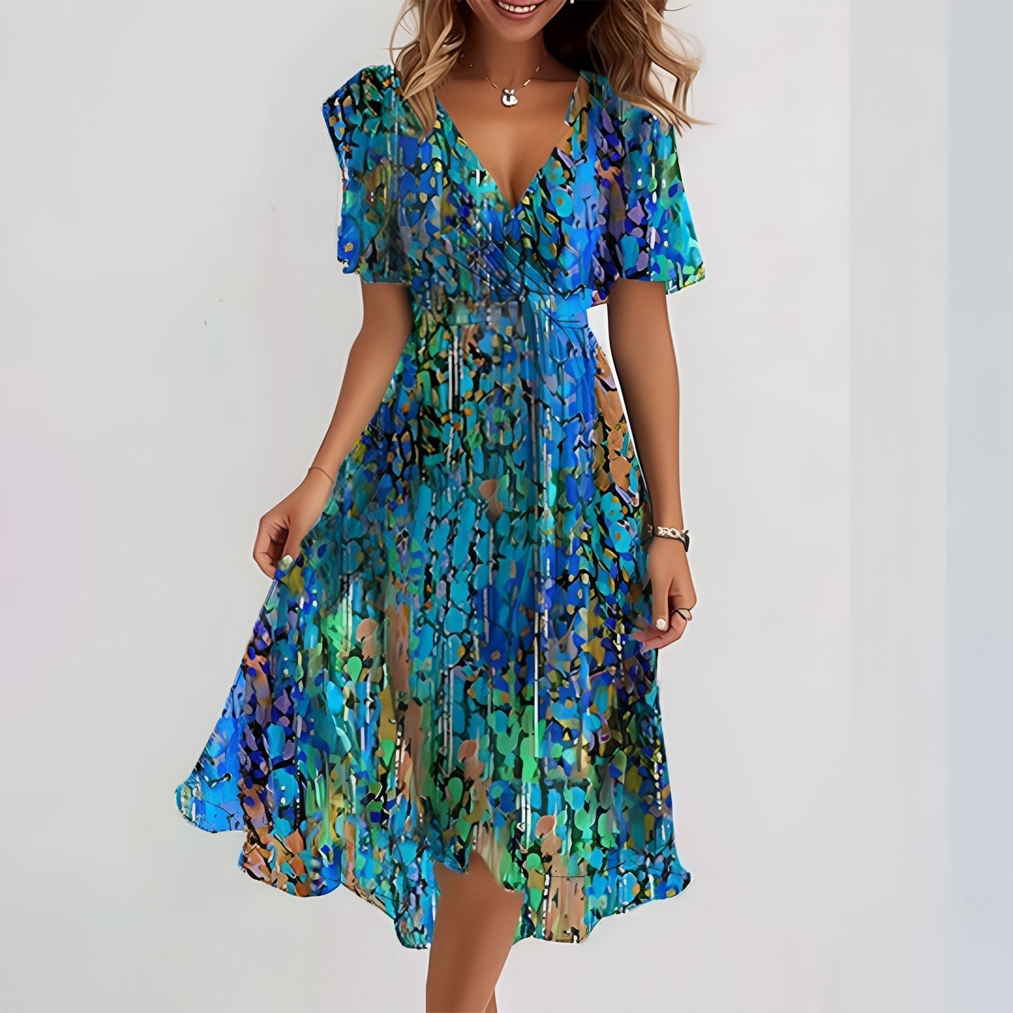 Zerivana | Women’s Floral V-Neck Summer Dress