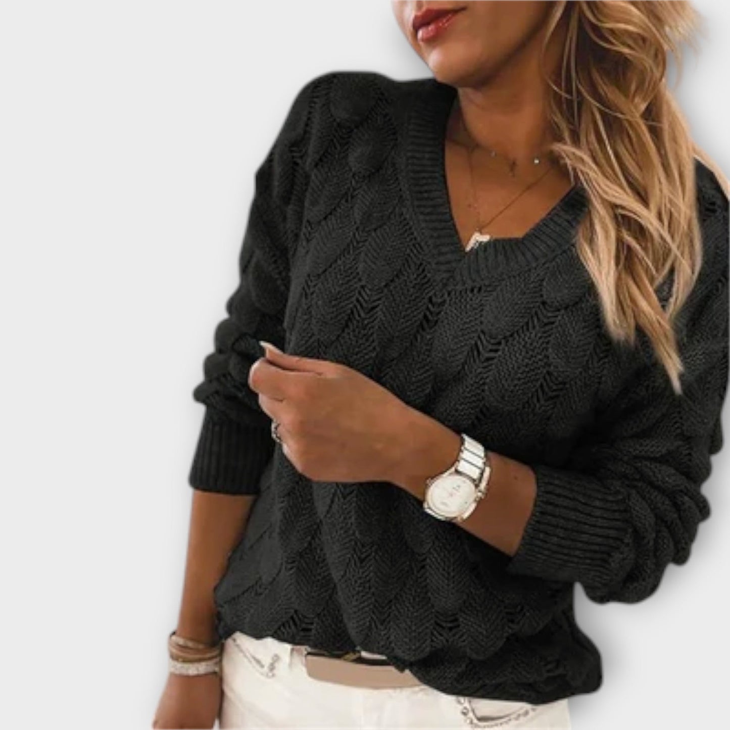 V Neck Knit Women Sweater