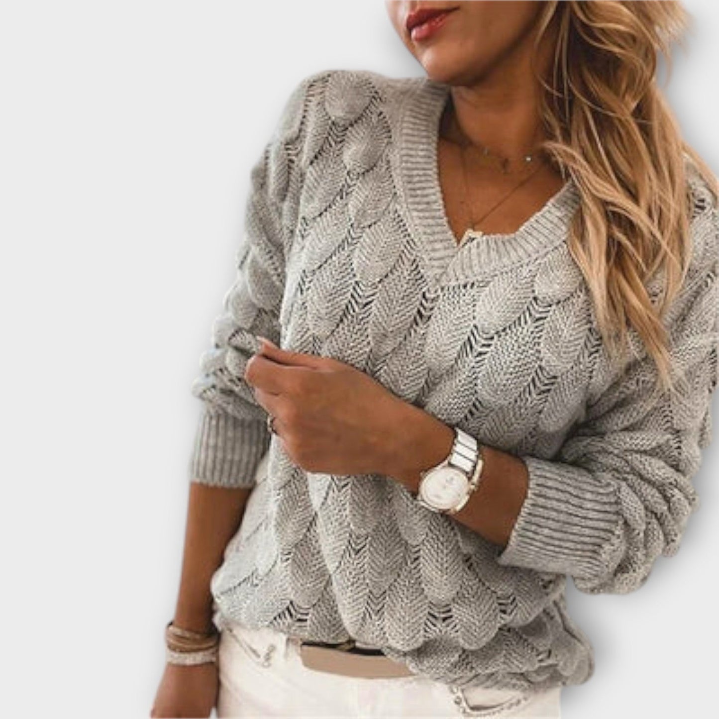 V Neck Knit Women Sweater