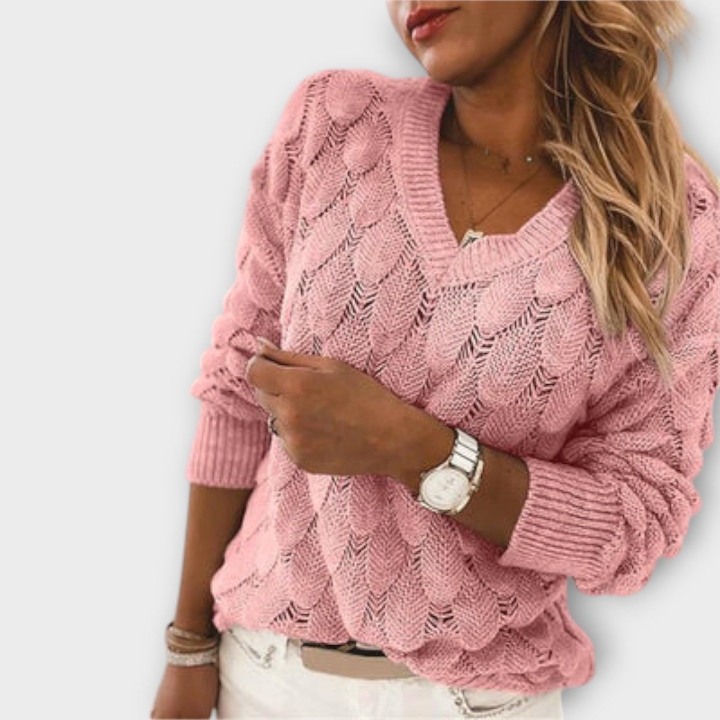V Neck Knit Women Sweater
