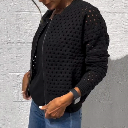 Liravelle | Women’s Open-Knit Zip-Front Summer Jacket