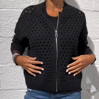 Liravelle | Women’s Open-Knit Zip-Front Summer Jacket