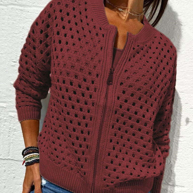 Liravelle | Women’s Open-Knit Zip-Front Summer Jacket