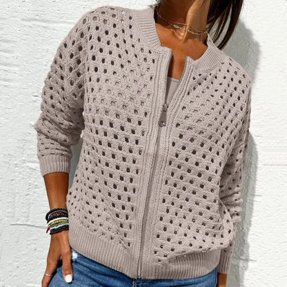 Liravelle | Women’s Open-Knit Zip-Front Summer Jacket