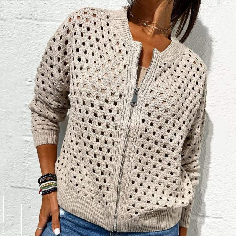 Liravelle | Women’s Open-Knit Zip-Front Summer Jacket
