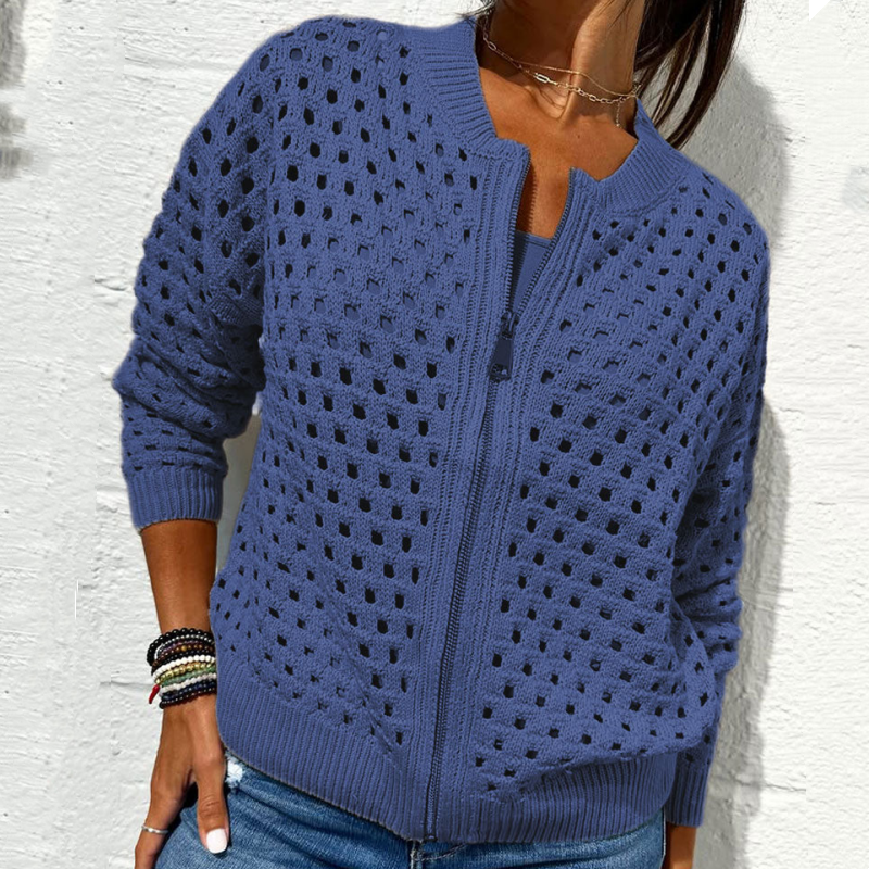 Liravelle | Women’s Open-Knit Zip-Front Summer Jacket
