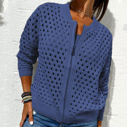 Liravelle | Women’s Open-Knit Zip-Front Summer Jacket