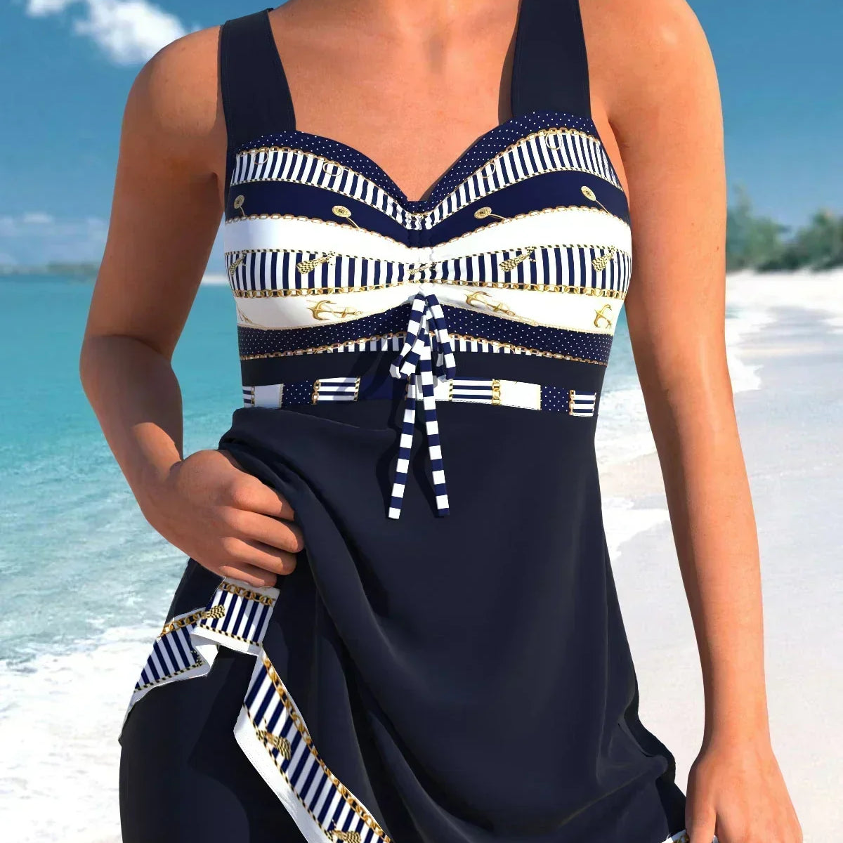 Solenne | Women’s Printed Tankini Dress Swimsuit
